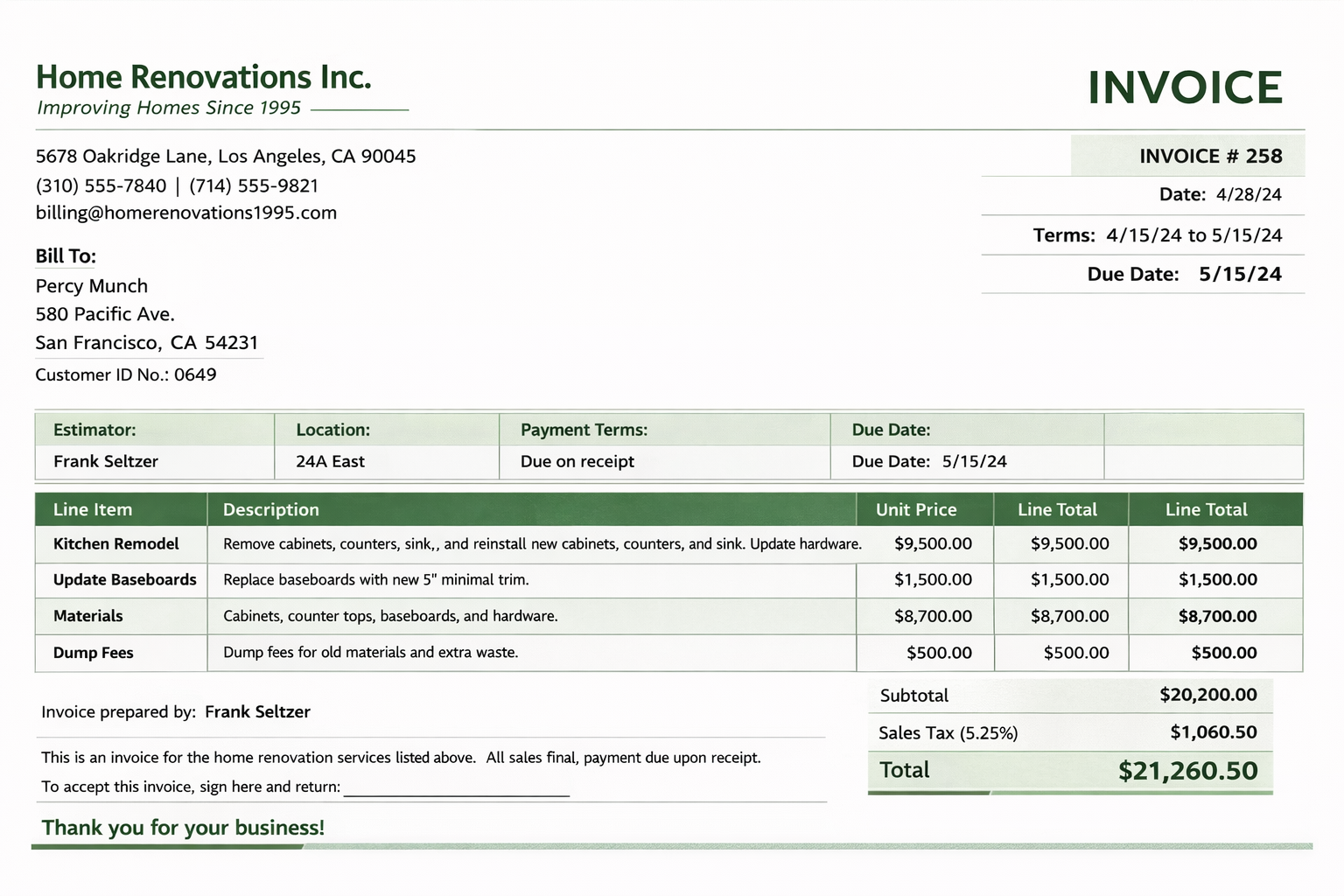 Standard Invoice